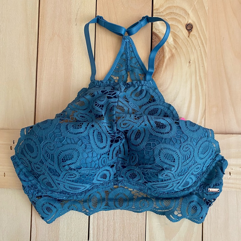 VS Pink // Green Push-up High Neck Bralette